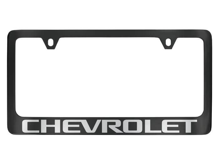 GM (General Motors) - 19368103 License Plate Frame in Black with Chrome Chevrolet Script