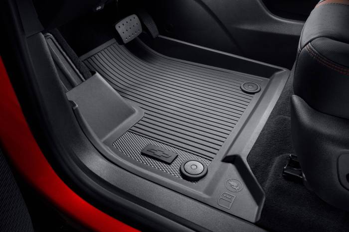 GM (General Motors) - 84898245 First-Row Premium All-Weather Floor Liners in Jet Black with Bowtie Logo