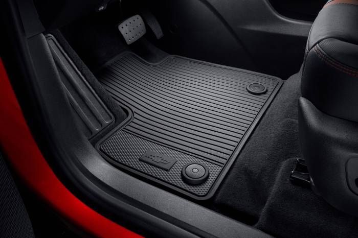 GM (General Motors) - 84898253 First-Row All-Weather Floor Mats in Jet Black with Bowtie Logo