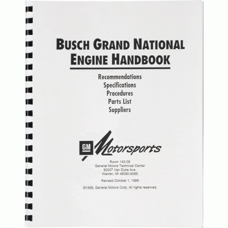 Chevrolet Performance Parts - 12370848 - Busch Grand Naitional Engine Handbook