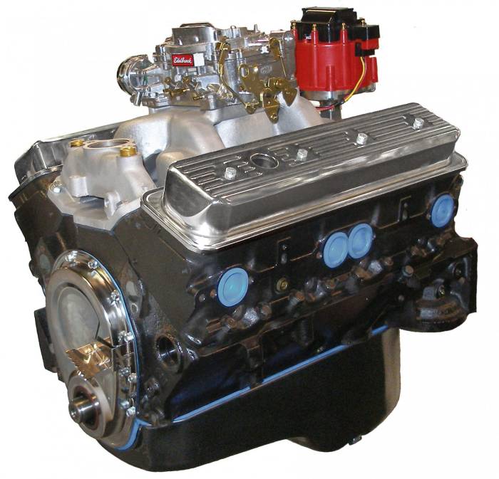 Blue Print Engines - BP3830CTC1S Small Block Crate Engine by BluePrint Engines 383 CI 405 HP GM Style Dressed Longblock with Carburetor Iron Heads Flat Tappet Cam