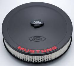 Proform - Proform Parts 302-362 - 13" Round Ford Mustang Air Cleaner - Black Crinkle with Red Emblems