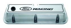 Proform Parts - Proform Parts 302-001 - Ford Racing Die-Cast Aluminum Valve Covers - Polished with Recessed Black Emblems