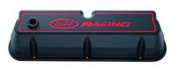 Proform - Proform Parts 302-003 - Ford Racing Die-Cast Aluminum Valve Covers - Black Crinkle with Recessed Red Emblems
