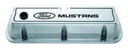 Proform - Proform Parts 302-030 - Ford Mustang Die-Cast Aluminum Valve Covers - Polished with Recessed Black Emblems
