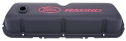 Proform - Proform Parts 302-072 - Ford Racing Stamped Steel Valve Covers - Black Crinkle with Red Emblems