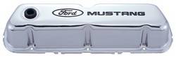Proform - Proform Parts 302-100 - Ford Mustang Stamped Steel Valve Covers - Chrome with Black Emblems