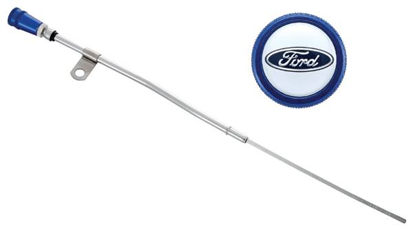 Proform - Proform Parts 302-400 - Small Block Ford 62-78 Engine Oil Dipstick - Chrome with Blue Anodized Aluminum Handle