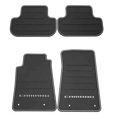 GM (General Motors) - 22766717 - Front And Rear Premium All Weather Floor Mats, 2012-14 Camaro, Black With Silver Camaro Logo