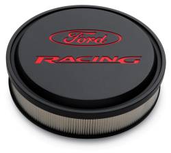 Proform - Proform Parts 302-385 - Slant-Edge Die-Cast Aluminum Ford Air Cleaner Kit, 13" Round, Black Crinkle, Recessed Red Emblems - Image 1