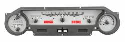 Dakota Digital VHX-64F-FAL-S-R - 1964-65 Ford Falcon/Mustang VHX System, Silver Alloy Style Face, Red Display