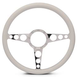 EMSMS140-30ECH - Steering Wheel Racer 15"Chrome/Wht Grip