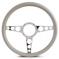EMSMS140-30GCH - Steering Wheel Racer 15"Chrome/Grey Grip