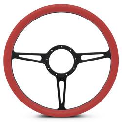 EMSMS140-35RMB - Steering Wheel Classic 15"Mtblk/Red Grip