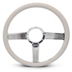 EMSMS140-38ECH - Steering Wheel Linear 15"Chrome/Wht Grip