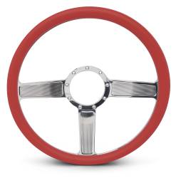 EMSMS140-38RCH - Steering Wheel Linear 15"Chrome/Red Grip