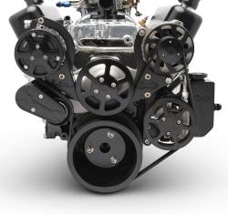 Eddie Motorsports - Eddie Motorsports SBC Accessory Drive Plus 8 Rib with Alt, A/C and P/S (with attached billet reservoir) Matte Black MS107-10BMB - Image 1