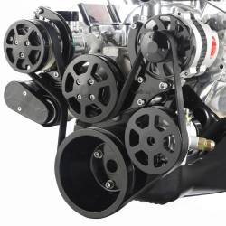 Eddie Motorsports - Eddie Motorsports SBC Accessory Drive S-Drive Plus 8 Rib with Alt, A/C and P/S (with pump for remote reservoir) Gloss Black Anodized MS107-10RBA - Image 2