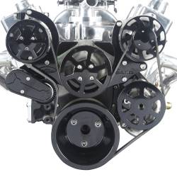 Eddie Motorsports - Eddie Motorsports SBC Accessory Drive S-Drive Plus 8 Rib with Alt, A/C and P/S (with pump for remote reservoir) Gloss Black MS107-10RBK - Image 1