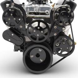 Eddie Motorsports - Eddie Motorsports SBC Accessory Drive S-Drive Plus 8 Rib with Alt, A/C and P/S (with pump for remote reservoir) Matte Black MS107-10RMB - Image 1