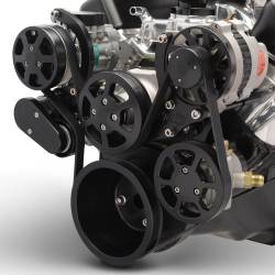 Eddie Motorsports - Eddie Motorsports SBC Accessory Drive S-Drive Plus 8 Rib with Alt, A/C and P/S (with pump for remote reservoir) Matte Black MS107-10RMB - Image 2