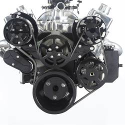 Eddie Motorsports - Eddie Motorsports BBC Accessory Drive S-Drive Plus 8 Rib with Alt, A/C and P/S (with attached billet aluminum reservoir) Gloss Black MS107-13BBK - Image 1
