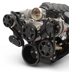 Eddie Motorsports - Eddie Motorsports LS Accessory Drive S-Drive Plus Elite 8 Rib with Alt, A/C and P/S (with pump for remote reservoir) Matte Black MS107-16RMB - Image 2