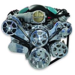 Eddie Motorsports - Eddie Motorsports LS Accessory Drive S-Drive Plus Elite 8 Rib with Alt, A/C and P/S (with pump for remote reservoir) Polished MS107-16RP - Image 1