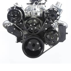 Eddie Motorsports - Eddie Motorsports BBC Accessory Drive S-Drive 6 Rib with Alt, A/C and P/S (with attached billet reservoir) Gloss Black Anodized MS107-50BBA - Image 1