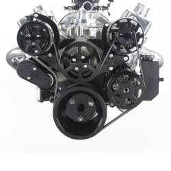 Eddie Motorsports - Eddie Motorsports BBC Accessory DriveS-Drive 6 Rib with Alt, A/C and P/S (with attached billet reservoir) Gloss Black MS107-50BBK - Image 2