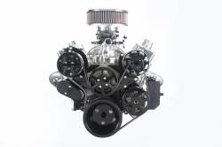 Eddie Motorsports - Eddie Motorsports SBC Accessory Drive S-Drive 6 Rib with Alt, A/C and P/S (with attached billet reservoir) Gloss Black MS107-55BBK - Image 1
