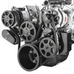 Eddie Motorsports - Eddie Motorsports SBC Accessory Drive S-Drive 6 Rib with Alt, A/C and P/S (with attached billet reservoir) Gloss Black MS107-55BBK - Image 2
