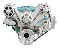 Eddie Motorsports - Eddie Motorsports Accessory Drive Pontiac 64-68 (with eight bolt water pump) S-Drive with Alt, A/C and P/S (with attached billet reservoir) Raw Machined MS117-60BM - Image 1