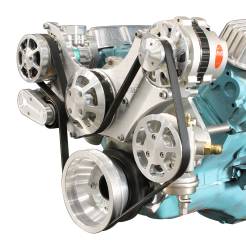 Eddie Motorsports - Eddie Motorsports Accessory Drive Pontiac 64-68 (with eight bolt water pump) S-Drive with Alt, A/C and P/S (with pump for remote reservoir) Raw Machined MS117-60RM - Image 2