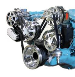 Eddie Motorsports - Eddie Motorsports Accessory Drive Pontiac 69-UP (with eleven bolt water pump) S-Drive with Alt, A/C and P/S (with attached plastic reservoir) Protective Clear Coat MS117-65CL - Image 2