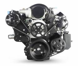 Eddie Motorsports - Eddie Motorsports LS with VVT Accessory Drive 6 Rib with Alt, A/C and P/S (with attached billet reservoir) Matte Black MS117-80BMB - Image 1