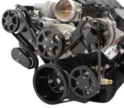 Eddie Motorsports - Eddie Motorsports LS with VVT Accessory Drive 6 Rib with Alt, A/C and P/S (with pump for remote reservoir) Gloss Black Anodized MS117-80RBA - Image 2