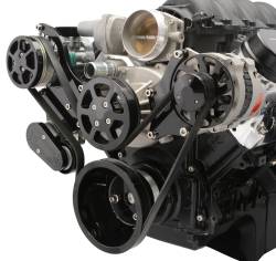 Eddie Motorsports - Eddie Motorsports MS117-91BA LS Chevy S-Drive 6 Rib with Alt and A/C, NO P/S Gloss Black Anodized - Image 2