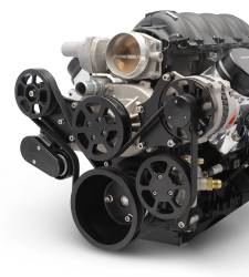 Eddie Motorsports - Eddie Motorsports MS117-92RMB LS Chevy S-Drive 6 Rib with Alt and P/S (with pump for remote reservoir) NO A/C Matte Black - Image 1