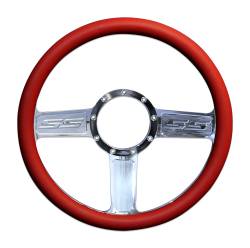 Eddie Motorsports - EMSMS140-52RP - Steering Wheel Ss 14"Pol/Red Grip - Image 1