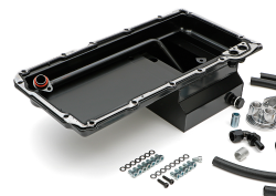 Trans-Dapt Performance  - LS Swap Oil Pan/Filter Relocation Kit; Single Filter; Vertical Port; Black Pan Trans Dapt 0180 - Image 1