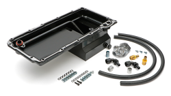 Trans-Dapt Performance  - LS Swap Oil Pan/Filter Relocation Kit; Single Filter; Vertical Port; Black Pan Trans Dapt 0180 - Image 2