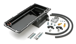 Trans-Dapt Performance  - LS Swap Oil Pan with Filter Relocation Kit; Single Filter; Horizontal Port; Black Pan Trans Dapt 0181 - Image 1