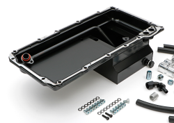 Trans-Dapt Performance  - LS Swap Oil Pan with Filter Relocation Kit; Single Filter; Horizontal Port; Black Pan Trans Dapt 0181 - Image 2