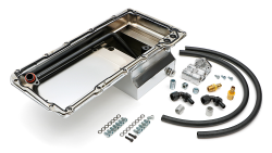 Trans-Dapt Performance  - LS Swap Oil Pan with Filter Relocation Kit; Single Filter; Horizontal Port; Chrome Pan Trans Dapt 0184 - Image 1