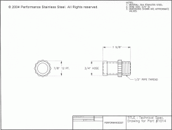 Performance Stainless Steel - Performance Stainless Steel 1014 Heater Bypass Hose Fitting, 12 Pt, 1/2" pipe thread - Image 2