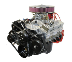 BP3505CTCK BluePrint Engines 350CI 390HP Small Block Chevy Deluxe Dressed Carbureted Aluminum Heads with Pulley System