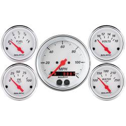 AutoMeter - AutoMeter Arctic White 5 Gauge Set Fuel/Oil/Speedo/Volt/Water 1350 - Image 1