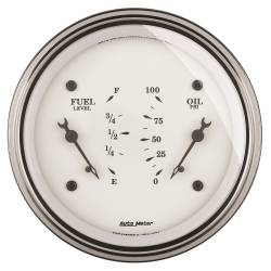AutoMeter - AutoMeter Old Tyme White Oil/Fuel Dual Gauge 1613 - Image 1