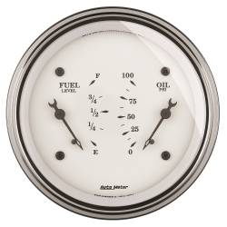 AutoMeter - AutoMeter Old Tyme White II Oil/Fuel Dual Gauge 1624 - Image 1
